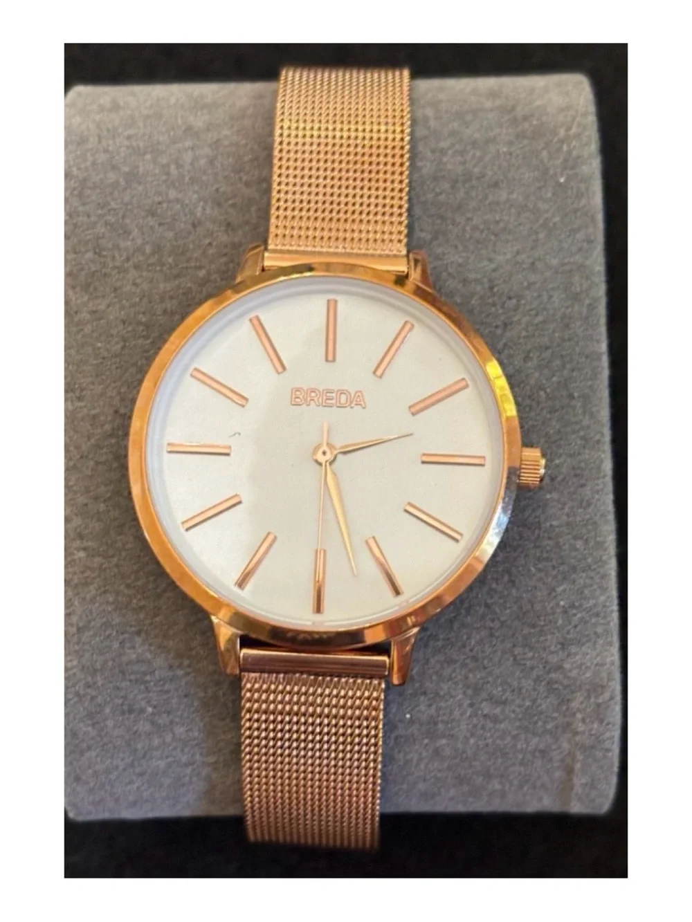 NWOT** Anthropologie BREDA Joule Mesh Watch in Rose Gold  **Needs Battery